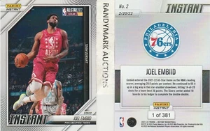 Joel Embiid PHILADELPHIA 76ers 2021-22 PANINI INSTANT NBA ALL STAR 2022 #2 x/381 - Picture 1 of 1
