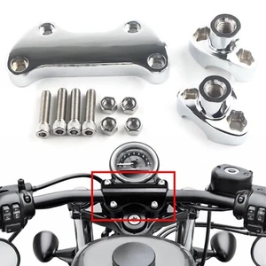 For Harley Sportster 1200 Custom XL1200C Chrome 1.7" Handlebar Risers Top Clamp - Picture 1 of 9