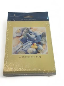 American Greetings Inviti Baby Shower - Elefante Giallo Lovey Riempimento 10 Ct - Foto 1 di 3