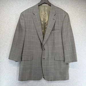 Burberry Kensington Mens Blazer Size 50L Gray Check 2 Button Double Breasted - Picture 1 of 16