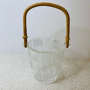 Small Vintage Glass Ice Bucket With Cane Handle - Picture 1 of 7