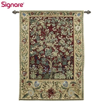 Tapestry Wall Hanging William Morris Tree of Life Red - Image 1 of 4