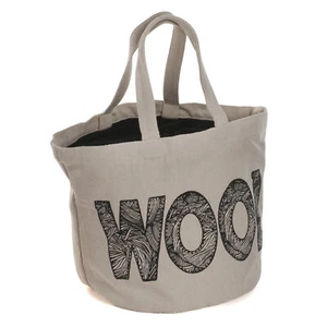 HobbyGift Bucket Bag: 'Wool' Logo, bucket style, 100% cotton, storing yarn - Picture 1 of 2