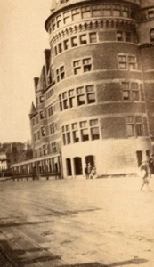 Vintage 1920's Photograph Turret Style Building in the City by the Train Tracks - Bild 1 von 3