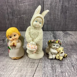 Lot of 3 Vintage Ceramic Figures Snowbunnies, Dreamsicles & Baby Angel - Picture 1 of 10