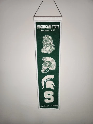 NCAA Michigan State Spartans Winning Streak Genuine Wool College Team Banner 32” Cover