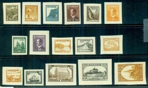 NORWAY 1930, Juego Completo de 16 ENSAYOS Imperforado en diferentes colores, En Muy Muy Muy Muy Bien - Imagen 1 de 1