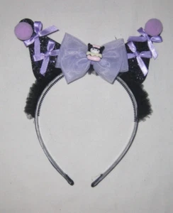 Kuromi tween girls glitter ear w/bows headband black & purple nip - Picture 1 of 1