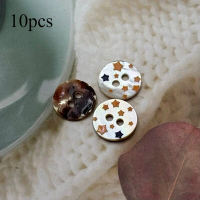 10pcs Star Natural Shell Flat Button 2-hole DIY Shirt Sewing Craft 14mm - Image 1 of 4
