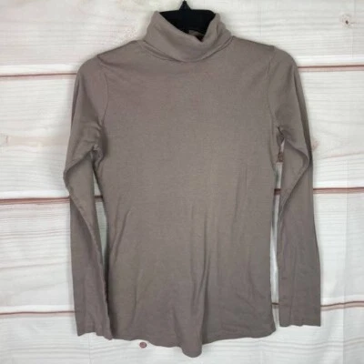 Michael Stars Top Womens OS Beige Maternity Turtleneck Supima Cotton Long Sleeve - Image 1 of 4