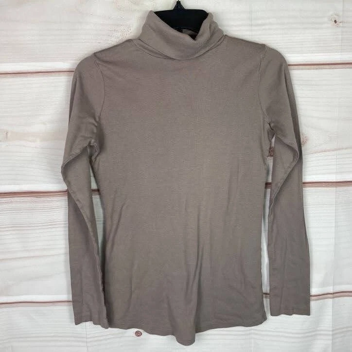 Michael Stars Top Womens OS Beige Maternity Turtleneck Supima Cotton Long Sleeve - Image 1 of 4