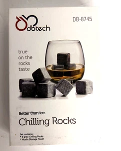 DBTECH Sipping Stones Whisky Chilling Rocks en Caja con Bolsa de Muselina Juego de 9 - Imagen 1 de 6