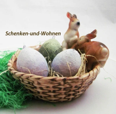 Deko-Korb (ungefüllt) mit Hasenfigur rund, ca. 15 cm  braun-creme - Bild 1 von 2