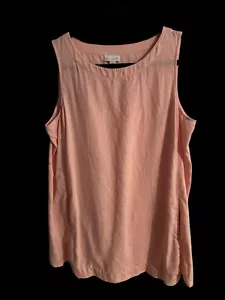 purejill tunica top M rosa senza maniche tasche 100% lino J Jill - Foto 1 di 5