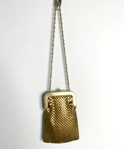 BOLSO DE HOMBRO DE COLECCIÓN WHITING & DAVIS Oro Grande Malla Dorada Marco Dorado Bolso de Noche - Imagen 1 de 8