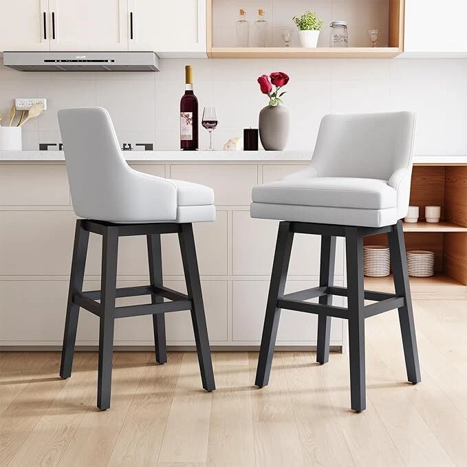 26" Swivel Bar Stools with Back Set of 2/4/6 Upholstered Bar Chairs for Kitchen - Image 1 of 4