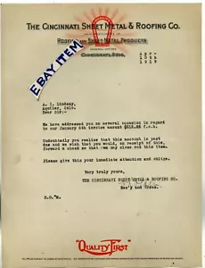 1919 LETTERHEAD Ohio Cincinnati CHAPA y techos fabricantes H. L. OLDEN - Imagen 1 de 1