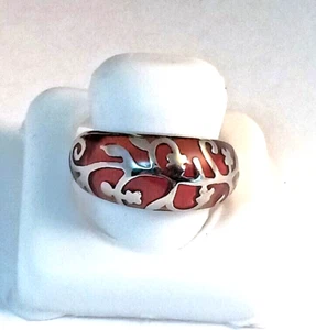 EDELSTAHL RING FLORAL VINE HOT PINK HARZ, GRÖSSE-6 - Bild 1 von 5