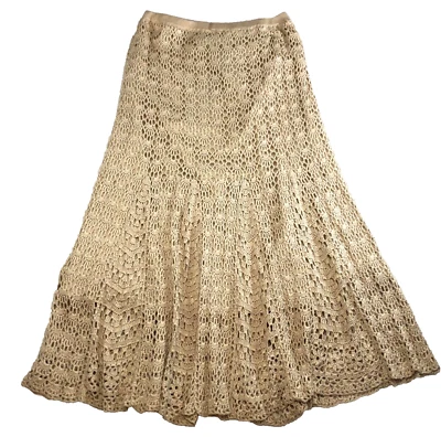 Falda para mujer Pamela Dennis talla S beige crochet cintura elástica forrada nueva con etiquetas Foto 1 de 4