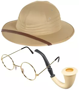 Erwachsene Unisex Safari Explorer Jäger Dschungel Zoo Kostüm Zubehör Kit - Bild 1 von 5