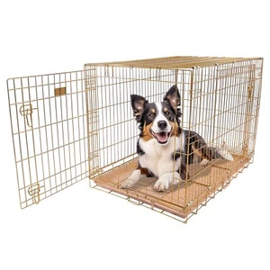Homey Pet 42" Gold Faltbare Hundekiste Käfig Zwinger Große Hunde mit Bodengitter & Tablett - Bild 1 von 9