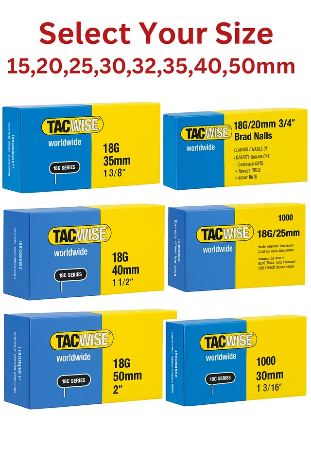 Tacwise 18G Galvanised Brad Nails 15,25,30,40,50mm For Air Nail Gun Woodworking - Image 1 of 1
