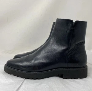 Franco Sarto Cassie Black Leather Combat Boots Size 9 - Picture 1 of 9