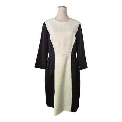 Vestido Kate Spade New York Tillie Negro Crema Bloques de Color Funda Manga 3/4 Talla 14 Foto 1 de 4