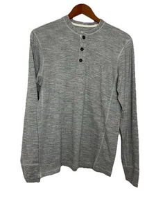 Rag and Bone Shirt Mens Small Gray Cotton Logo Long Sleeve Henley Neck Pullover - Picture 1 of 7