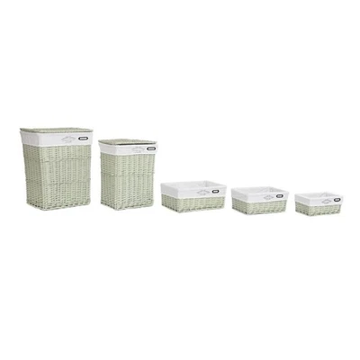 Cestino Multiuso DKD Home Decor Verde vimini 44 x 34 x 56 cm 5 Pezzi - Immagine 1 di 4