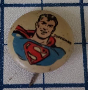 Orig 1940s SUPERMAN Kellogg's Pep Cereal #4 Tin Pinback Metal Pin Insert Comic - Picture 1 of 3