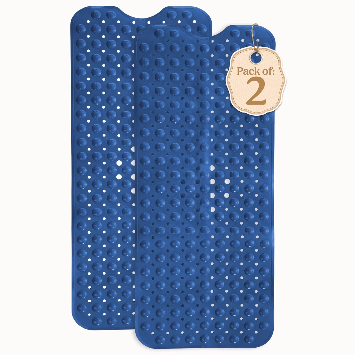 Soft Waffle Texture Anti-Slip Bath Mat – Spa Quality Tub & Shower Mat, Blue, 26.5" X 16"