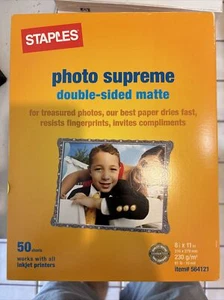 Lot Of 2 Staples Photo Supreme Paper, 8 1/2" x 11", Double Sided Matte, 50/Pack - Picture 1 of 7