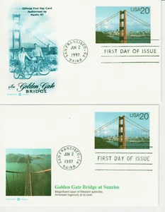 #UX282 1997, Postal card, 20c Golden Gate Bridge FDC Fleetwood and Artcraft - Picture 1 of 1
