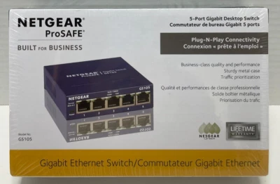 NETGEAR 5-Port Gigabit Desktop Ethernet Unmanaged Switch GS105 *NEW* SEALED - Image 1 of 4