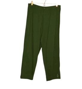 Quacker Factory Large L Green Rhinestone Embellished 100% Cotton Pull-on Pants - Picture 1 of 4