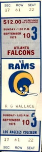 1978 Los Angeles Rams Atlanta Falcons 9/10/78 Full Ticket Stub Cullen Bryant TD  - Picture 1 of 2