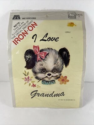 Calcomanía Meyercord de colección I Love Grandma Puppy años 80 planchada Foto 1 de 4