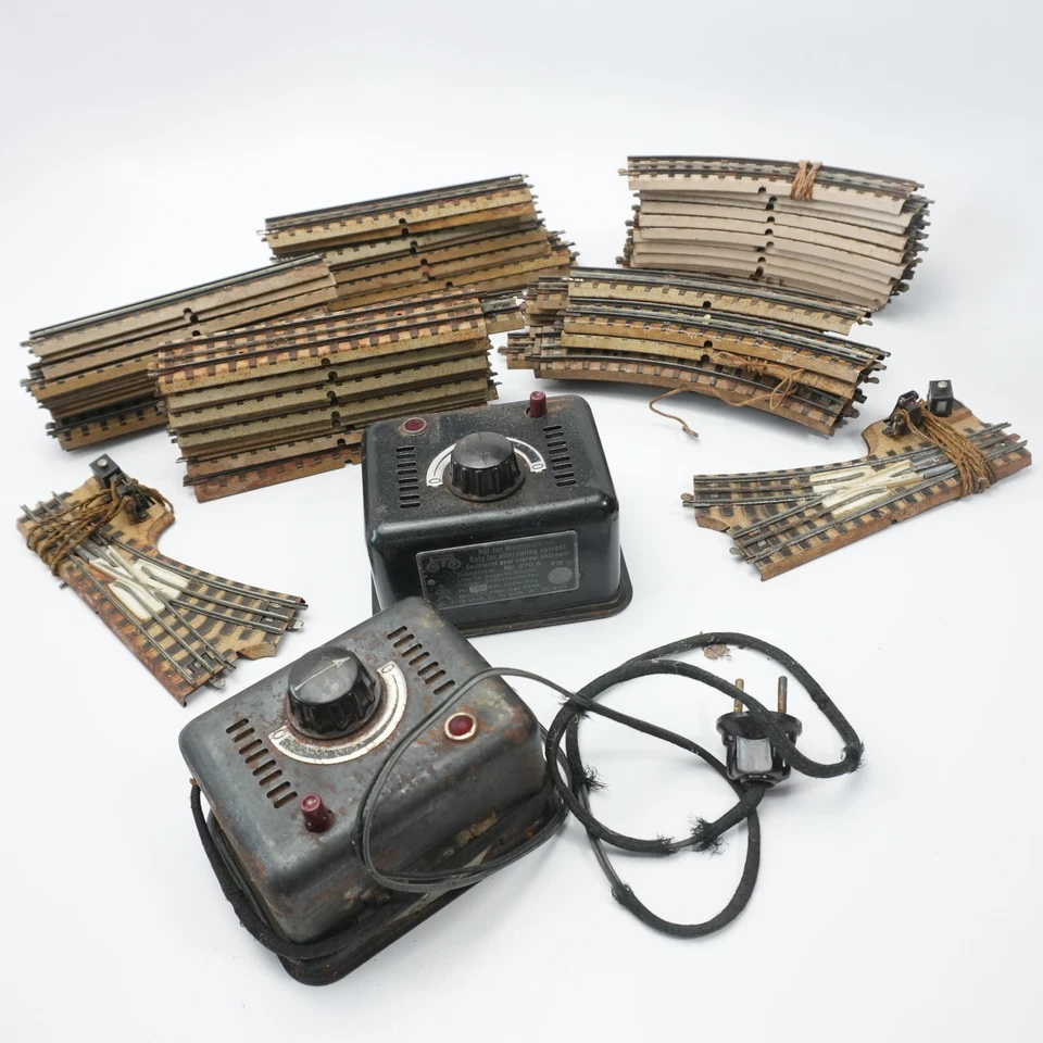Vintage Marklin Curved Straight Track Lot of 64 pieces Switch Transformer 60's - Image 1 of 4
