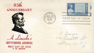 978 3c GETTYSBURG ADDRESS - C. George cachet  - Picture 1 of 1