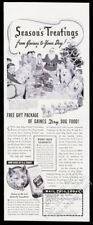1941 Samoyed sled dog team photo Gaines dog food Christmas vintage print ad