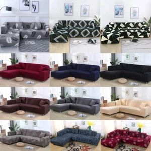 L Shaped Sofa Cover Stretch Couch Covers For 4-7 Seat Corner Sofa Slipcovers New - Picture 1 of 69