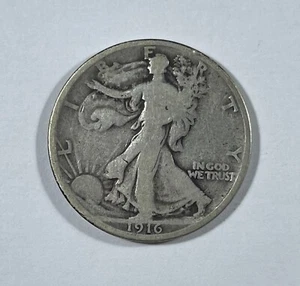 1916 Walking liberty 50C (#21058) VG edge nick as made - Picture 1 of 2