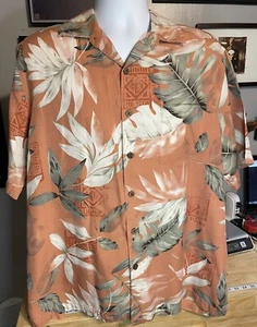 Caribbean Joe Mens Large Silk / Cotton Floral Print Hawaiian Shirt - Picture 1 of 3