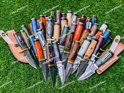 LOT OF 20 PC CUSTOM HANDMADE DAMASCUS STEEL 6" CAMPING & HUNTING KNIVES FROM USA - Image 1 of 4