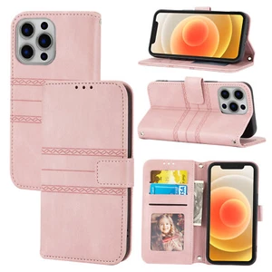For iPhone 16e 15 14 13 12 11 X Magnetic Wallet Card Phone Case + Shoulder Strap - Picture 1 of 70