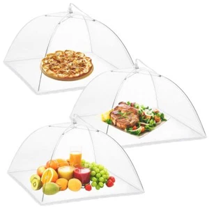 3 Pack Food Net Covers Collapsible Mesh Food Tent Fly Covers for Picnic Party - Picture 1 of 7