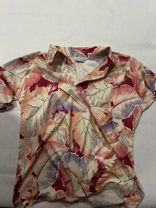 Camisa Polo Lilly Dache Para Mujer XL Multicolor Estampado Floral Estilo Disco De Colección - Imagen 1 de 3