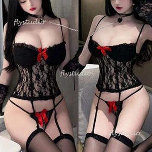 Body donna sexy lingerie troia coppe aperte pigiama pizzo intimo perizoma - Foto 1 di 36