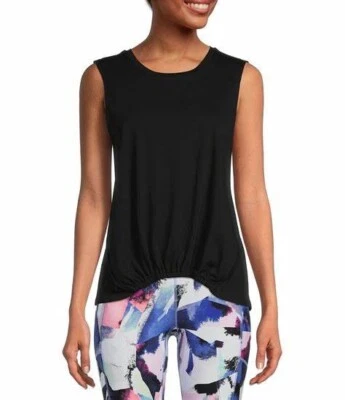 Calvin Klein Performance Women's Cotton Shirt Cinched High-Low Top Black Large - Image 1 of 4